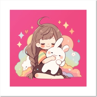girl rabbit Posters and Art